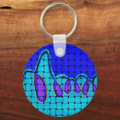 Französisch Blau Abstrakt mit Woven Texture Schlüsselanhänger (Vorderseite)