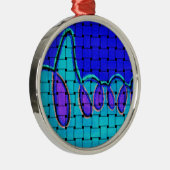 Französisch Blau Abstrakt mit Woven Texture Silbernes Ornament (Rechts)