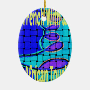 Französisch Blau Afrikanisch Gewebt Abstrakt Lila  Keramikornament