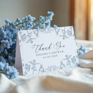 Französisch Blau Chinoiserie Floral Dusch Dusche G Dankeskarte