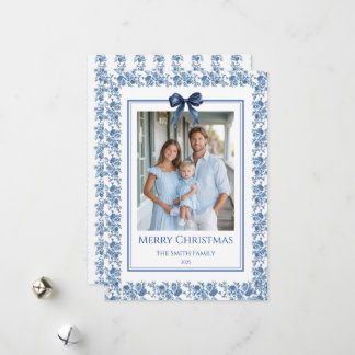 Französisch Blau Chinoiserie Grandmillennial Foto Feiertagskarte