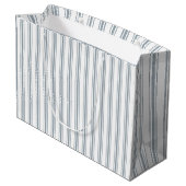 Französisch Blau gestreift Große Geschenktüte (Rückseite Schrägansicht)