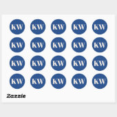 Französisch Blau Große Monogrammierte Initiale Per Runder Aufkleber (Blatt)
