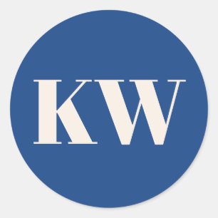 Französisch Blau Große Monogrammierte Initiale Per Runder Aufkleber