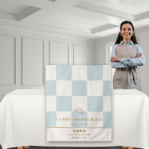 Französisch Blau Karo Croissant Bäckerei Tischläuf