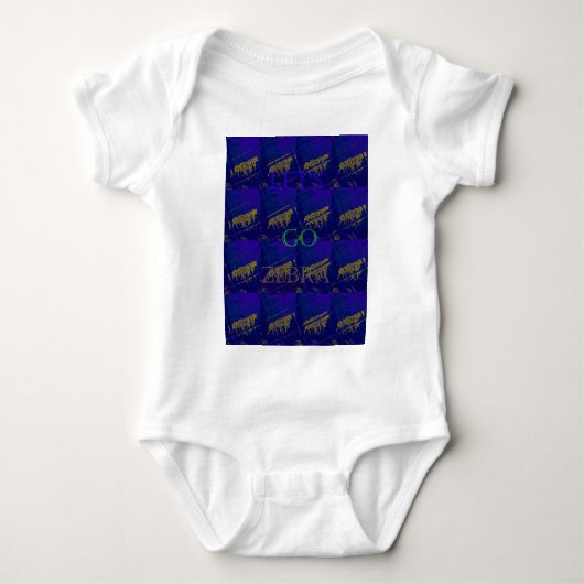 Französisch Blau "Let's Go Zebra" Abstrakte Printw Baby Strampler (Vorderseite)