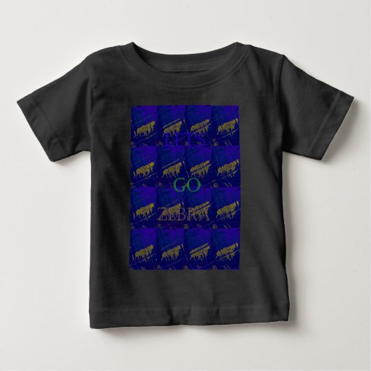 Französisch Blau "Let's Go Zebra" Abstrakte Printw Baby T-shirt (Vorderseite)