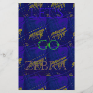 Französisch Blau "Let's Go Zebra" Abstrakte Printw Briefpapier