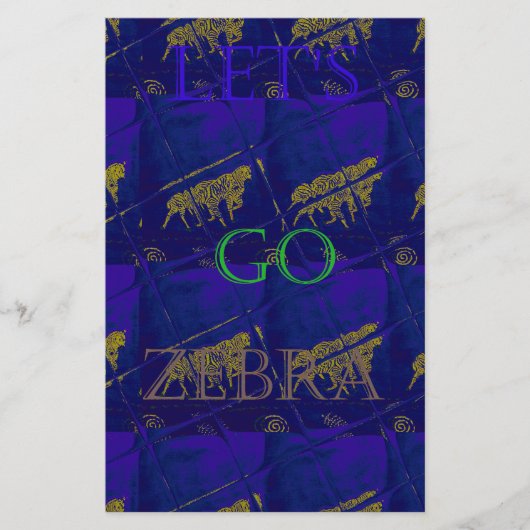 Französisch Blau "Let's Go Zebra" Abstrakte Printw Briefpapier (Vorderseite)