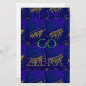 Französisch Blau "Let's Go Zebra" Abstrakte Printw Briefpapier (Vorne/Hinten)