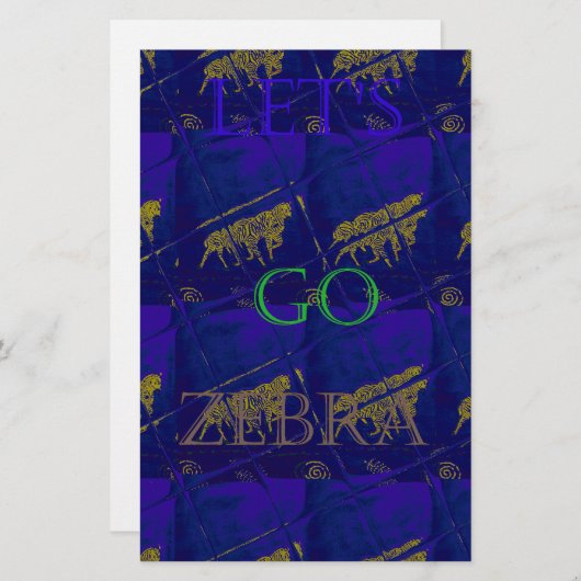 Französisch Blau "Let's Go Zebra" Abstrakte Printw Briefpapier (Vorne/Hinten)