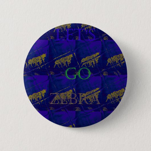 Französisch Blau "Let's Go Zebra" Abstrakte Printw Button (Vorderseite)