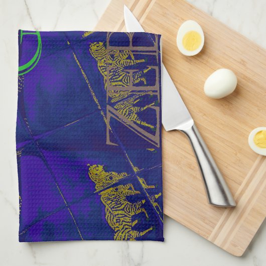 Französisch Blau "Let's Go Zebra" Abstrakte Printw Handtuch (Viertel Falte)