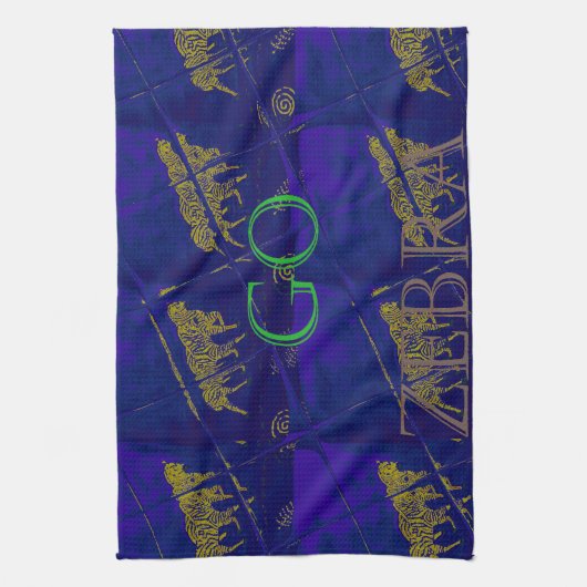 Französisch Blau "Let's Go Zebra" Abstrakte Printw Handtuch (Vertikal)