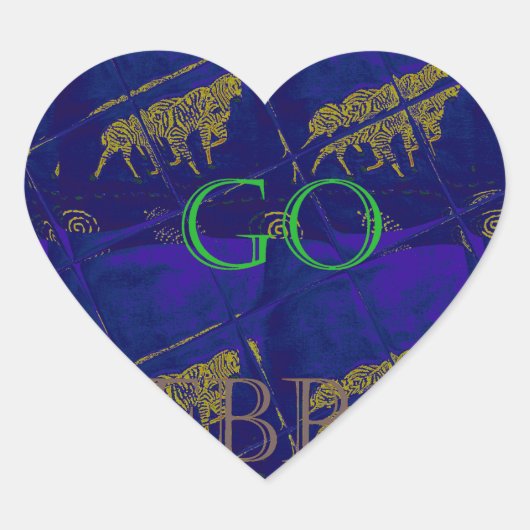 Französisch Blau "Let's Go Zebra" Abstrakte Printw Herz-Aufkleber (Vorderseite)