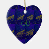 Französisch Blau "Let's Go Zebra" Abstrakte Printw Keramik Ornament (Rechts)