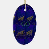 Französisch Blau "Let's Go Zebra" Abstrakte Printw Keramik Ornament (Rechts)
