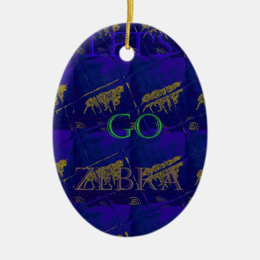 Französisch Blau "Let's Go Zebra" Abstrakte Printw Keramik Ornament (Vorne)