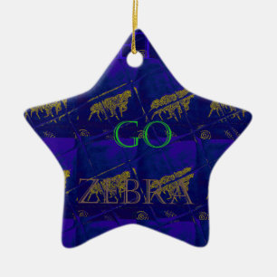 Französisch Blau "Let's Go Zebra" Abstrakte Printw Keramik Ornament