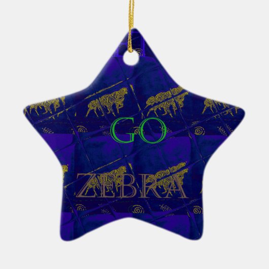 Französisch Blau "Let's Go Zebra" Abstrakte Printw Keramik Ornament (Vorne)