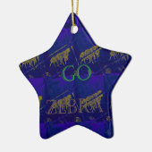 Französisch Blau "Let's Go Zebra" Abstrakte Printw Keramik Ornament (Links)