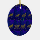 Französisch Blau "Let's Go Zebra" Abstrakte Printw Keramikornament (Rechts)