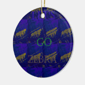 Französisch Blau "Let's Go Zebra" Abstrakte Printw Keramikornament (Links)