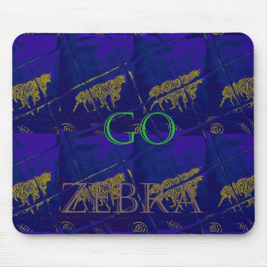 Französisch Blau "Let's Go Zebra" Abstrakte Printw Mousepad (Vorne)