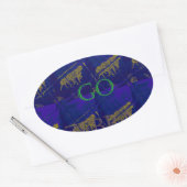 Französisch Blau "Let's Go Zebra" Abstrakte Printw Ovaler Aufkleber (Umschlag)