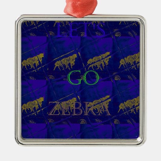 Französisch Blau "Let's Go Zebra" Abstrakte Printw Silbernes Ornament (Vorne)