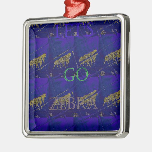 Französisch Blau "Let's Go Zebra" Abstrakte Printw Silbernes Ornament (Links)