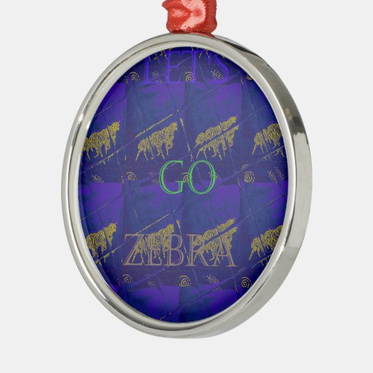 Französisch Blau "Let's Go Zebra" Abstrakte Printw Silbernes Ornament (Links)