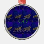 Französisch Blau "Let's Go Zebra" Abstrakte Printw Silbernes Ornament (Vorne)