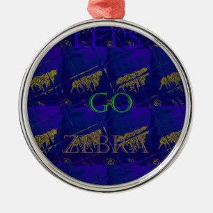 Französisch Blau "Let's Go Zebra" Abstrakte Printw Silbernes Ornament