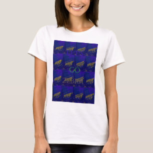Französisch Blau "Let's Go Zebra" Abstrakte Printw T-Shirt