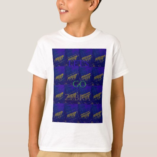 Französisch Blau "Let's Go Zebra" Abstrakte Printw T-Shirt (Vorderseite)