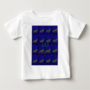Französisch Blau "Let's Go Zebra" Abstrakter Druck Baby T-shirt