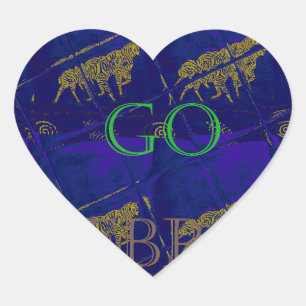 Französisch Blau "Let's Go Zebra" Abstrakter Druck Herz-Aufkleber
