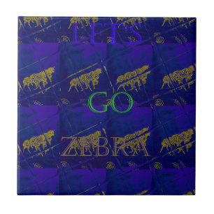 Französisch Blau "Let's Go Zebra" Abstraktes Druck Fliese