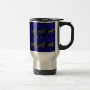 Französisch Blau "Let's Go Zebra" Abstraktes Druck Reisebecher
