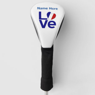 Französisch Blau LOVE Herz Flagge Personalisiert Golf Headcover