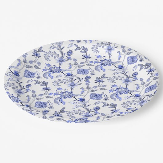 Französisch Blau Pappteller (Schrägansicht)