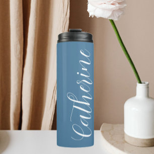 Französisch Blau stilisierter Name Brautjungfer Thermosbecher