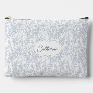 Französisch Blau Toile Blumen Spitze Personalisier Zubehörtasche