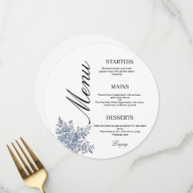 Französisch Blau Toile Runde Hochzeitsmenü - Staub