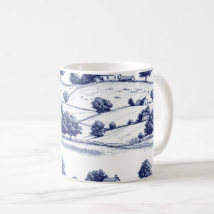Französisch Blau Toile Vintage Pastorale Architekt Kaffeetasse