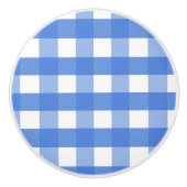 Französisch Blau und Weiß Gingham Keramikknauf (Vorderseite)