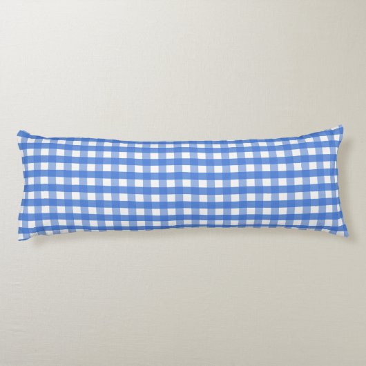 Französisch Blau und Weiß Gingham Seitenschläferkissen (Rückseite)