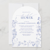 Französisch Blau-Weiß-Brautparty mit Viktorianisch Einladung (Vorderseite)