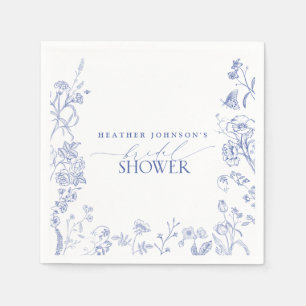 Französisch Blau & Weiß viktorianische Blumen Hoch Serviette